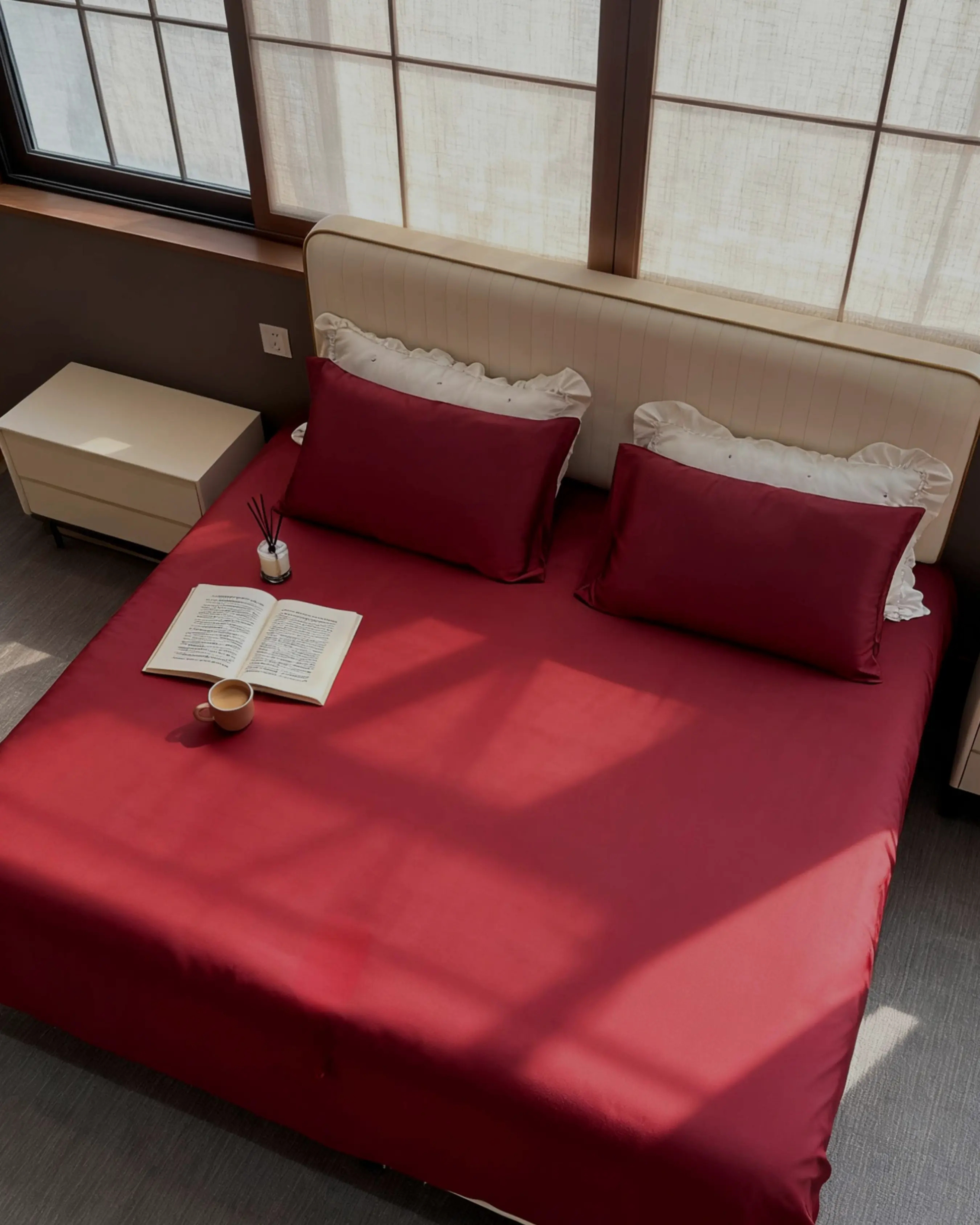 Wine Red Bedsheet Set