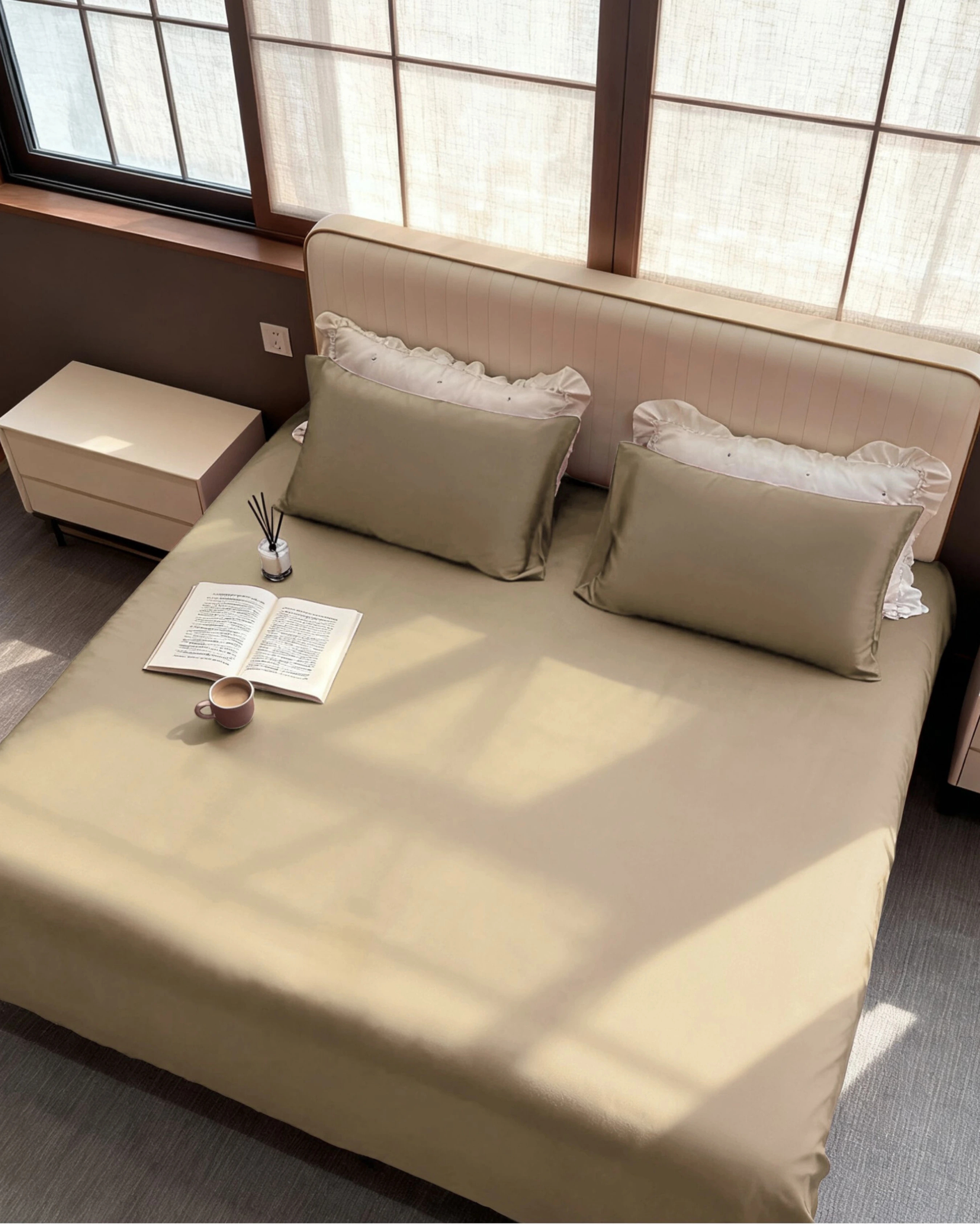 Aesthetic Beige Bedsheet Set